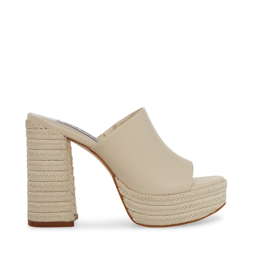 Beige Steve Madden Darby Leather Women\'s Mules | PH 7365YIL